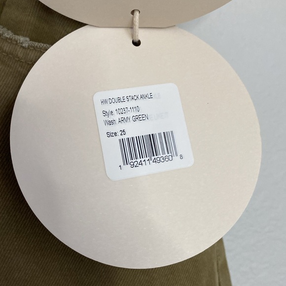 Mother Snacks High Waisted Double Stack Ankle Straight Leg Jeans Army Green 25 - Picture 8 of 14